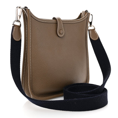 Hermes Taurillon Clemence Amazone Evelyne TPM Etoupe Bleu Indigo 3 of 10