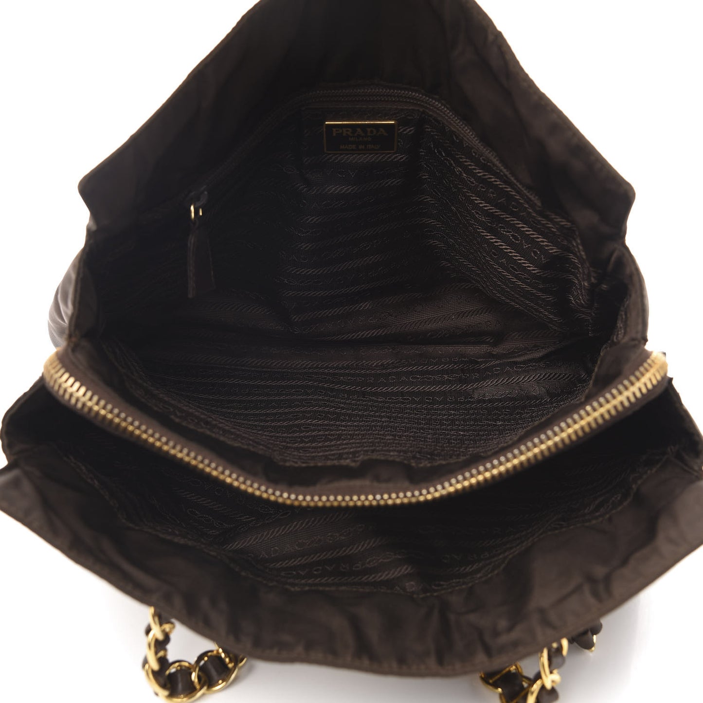 Tessuto Nylon Catena Shoulder Bag Ebano