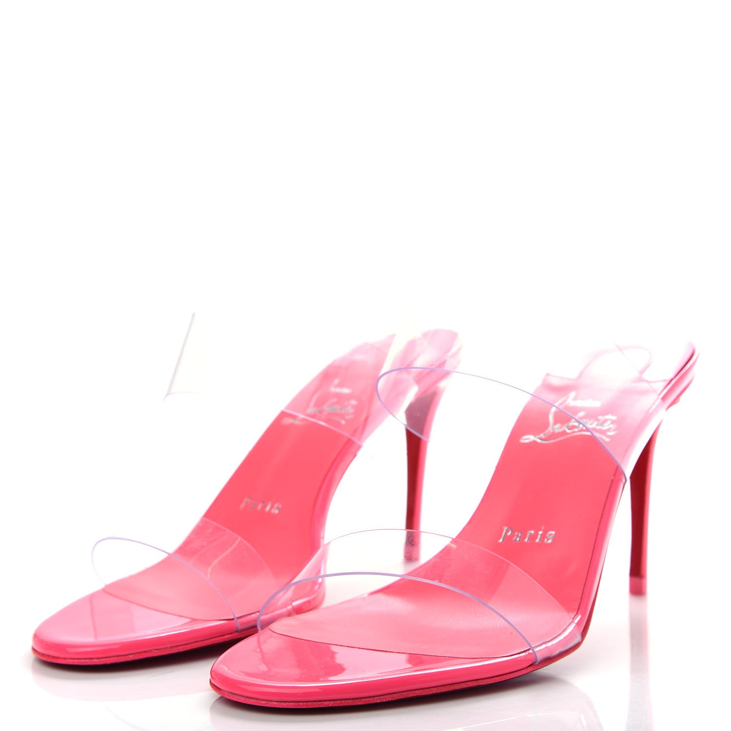 Christian Louboutin Patent PVC Just Nothing 85 Slide Sandals 37.5 Magnifique 3 of 10
