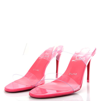 Christian Louboutin Patent PVC Just Nothing 85 Slide Sandals 37.5 Magnifique 3 of 10