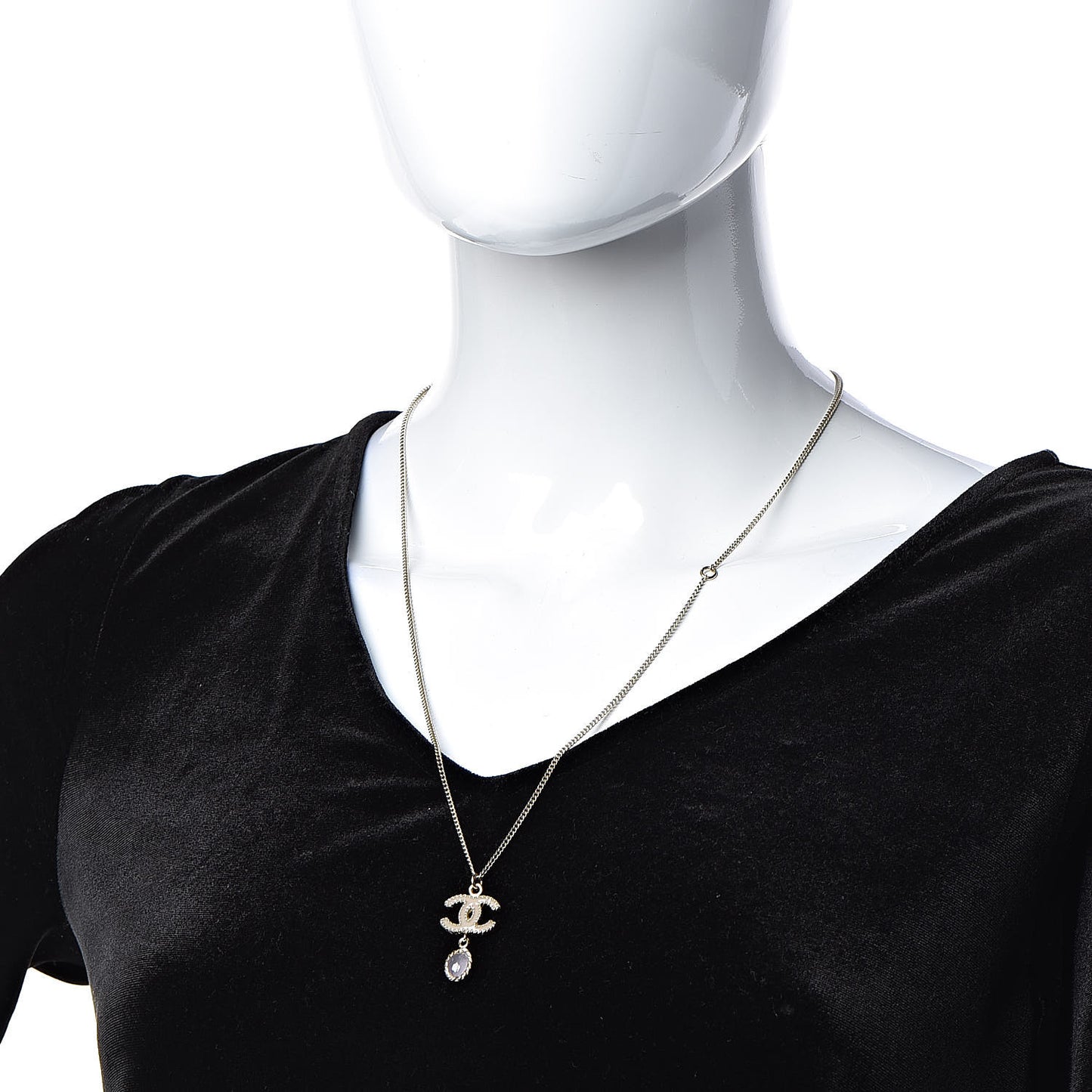 Enamel CC Drop Necklace Gold