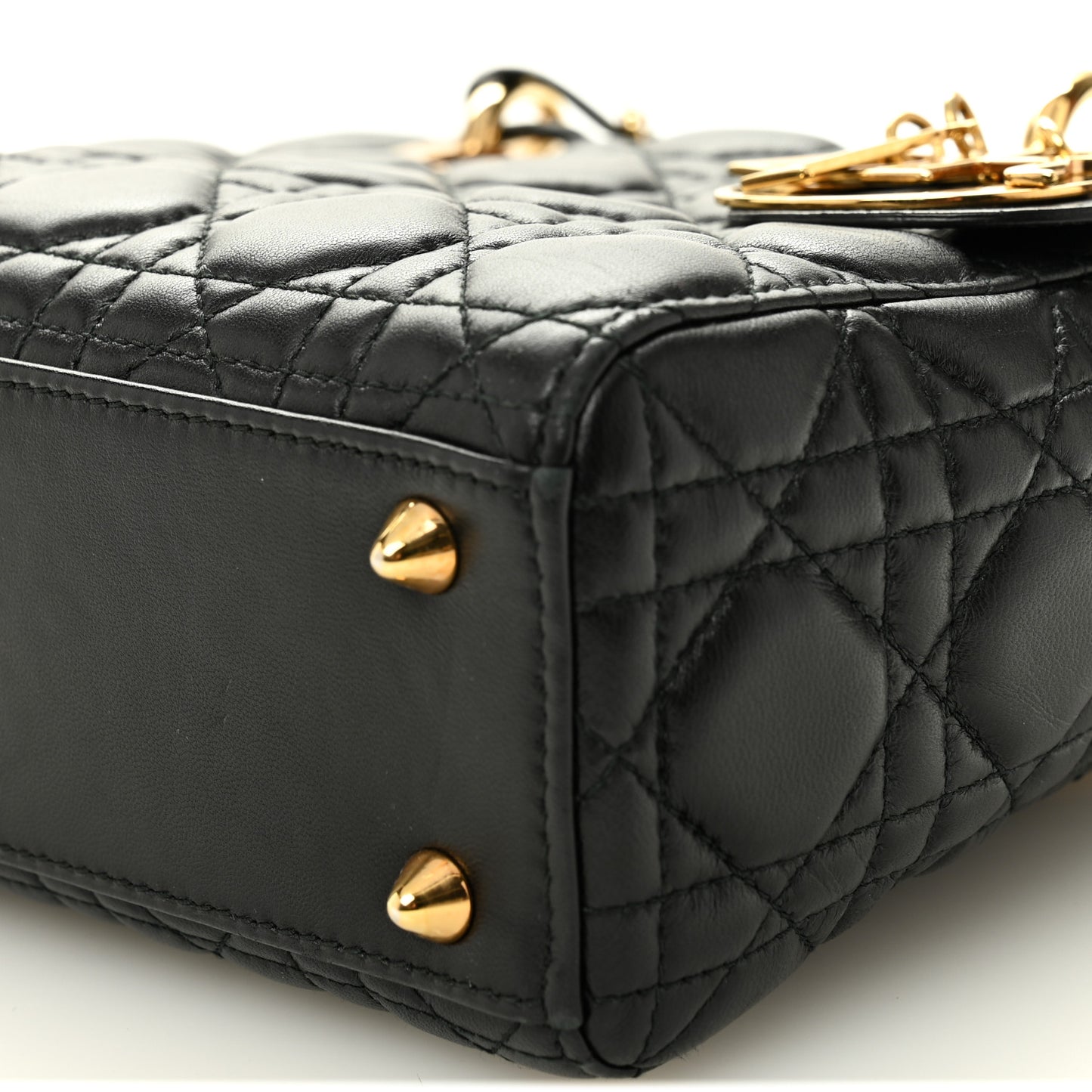 Lambskin Cannage Small Jeweled Lady Dior Black