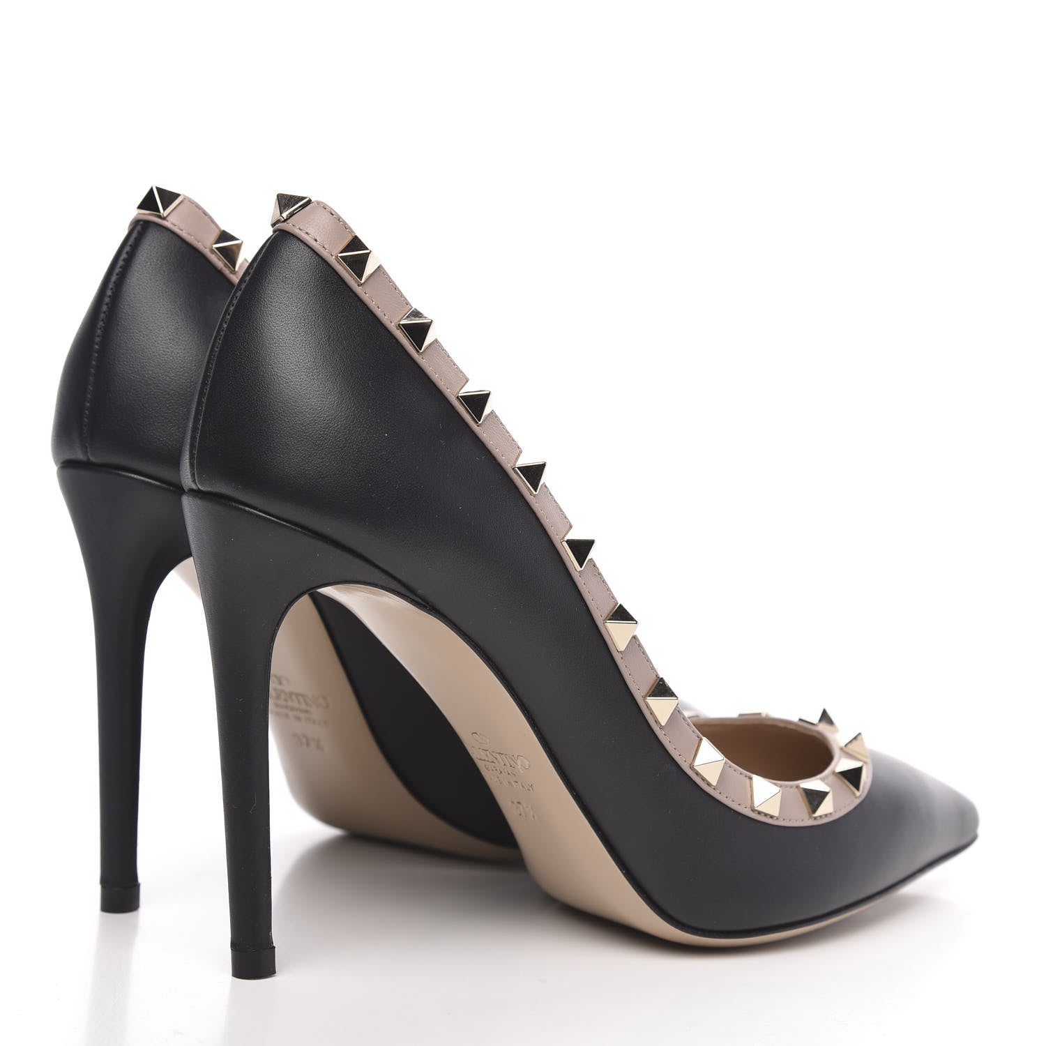 Valentino Garavani Nappa Rockstud 100mm Pumps 37.5 Black Poudre 4 of 9