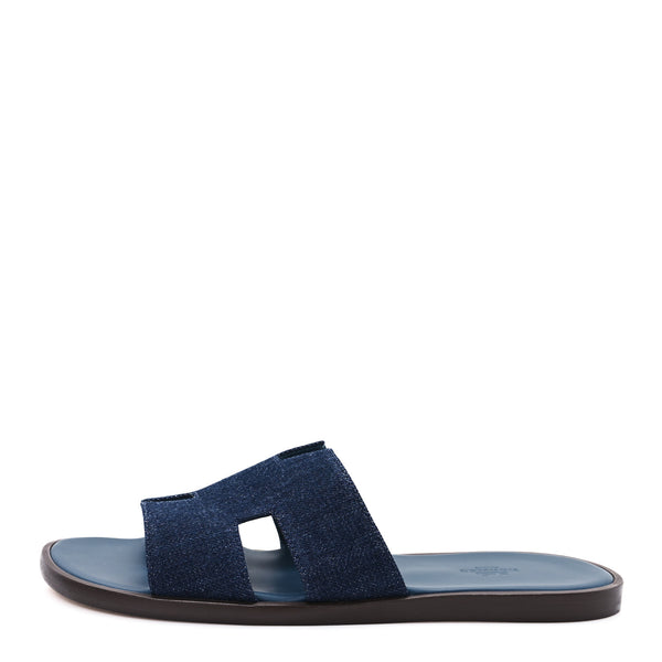 Hermes Denim Calfskin Mens Izmir Sandals 42.5 Bleu Brut Bleu