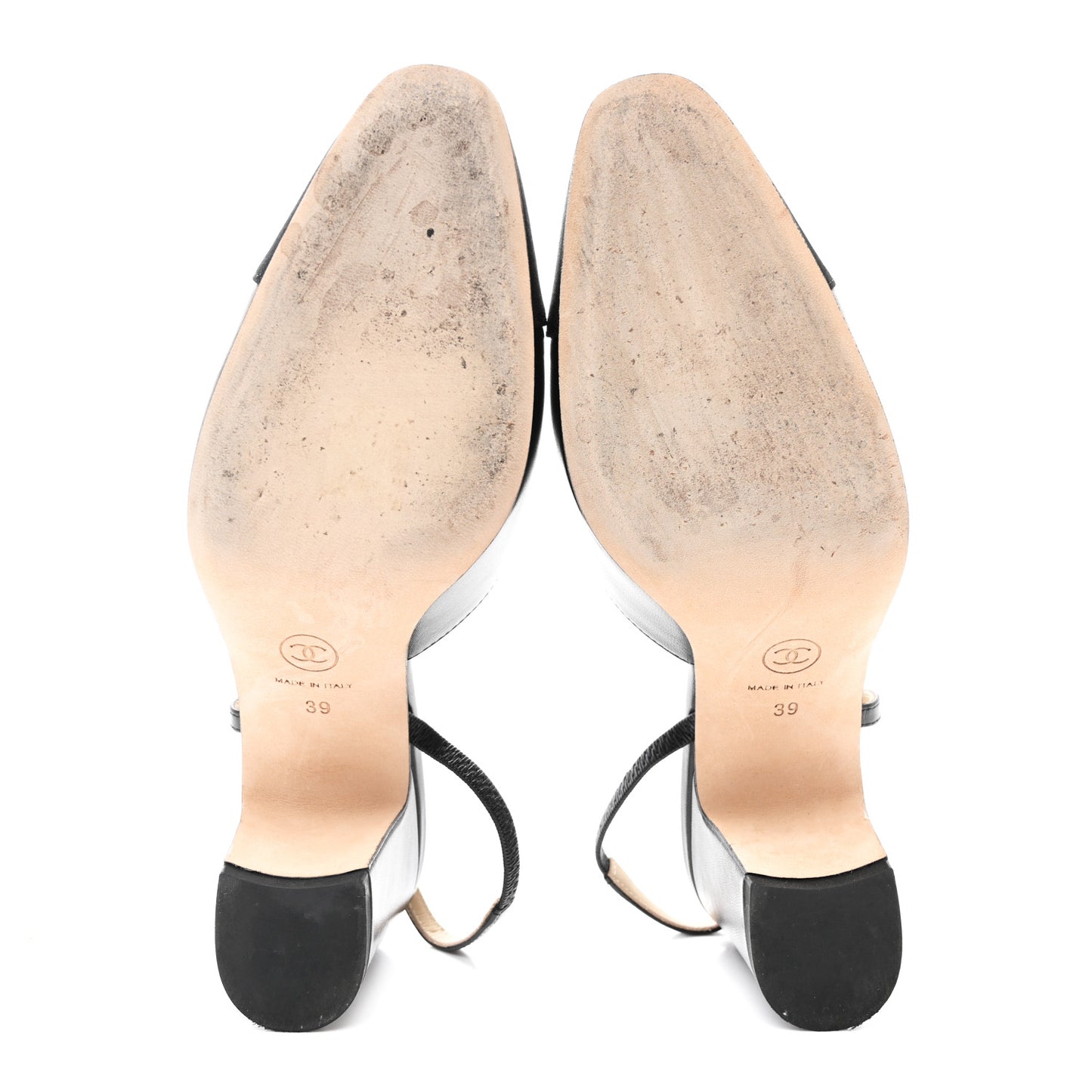 Goatskin Grosgrain Cap Toe CC Slingback Sandals 39 Black