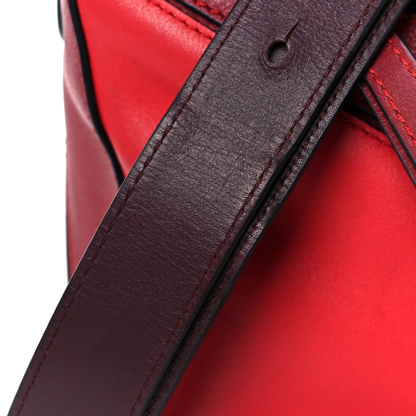 Calfskin Colorblock Small Puzzle Bag Red