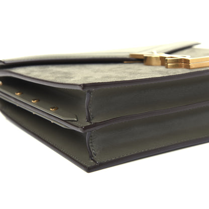 Saint Laurent Smooth Calfskin Suede Monogram Cassandra Clasp Bag Olive Green 6 of 14