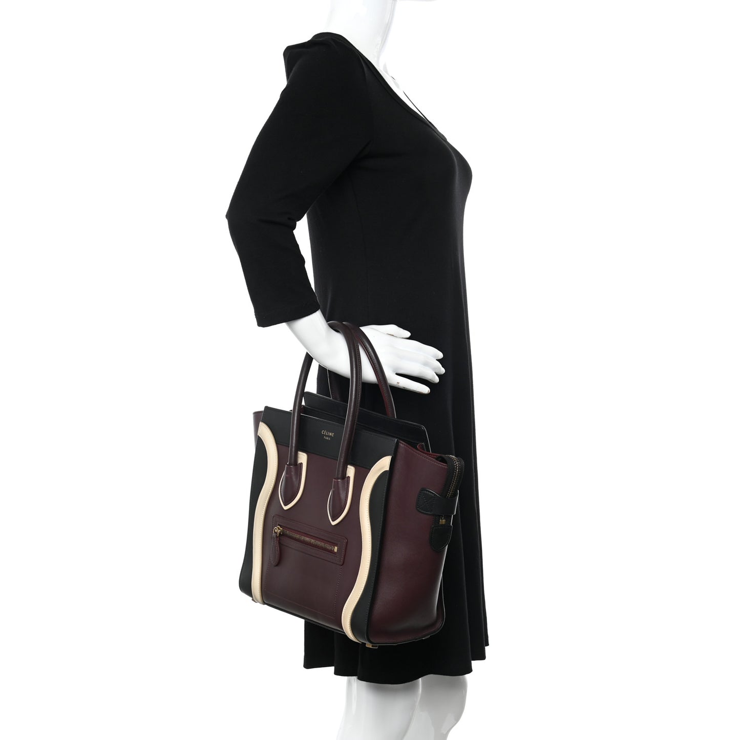 Smooth Calfskin Micro Tri-Color Luggage Burgundy