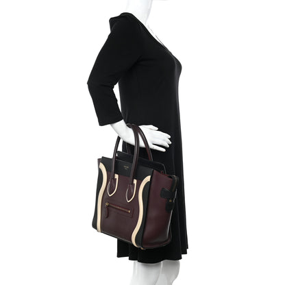 Celine Smooth Calfskin Micro Tri-Color Luggage Burgundy 2 of 23