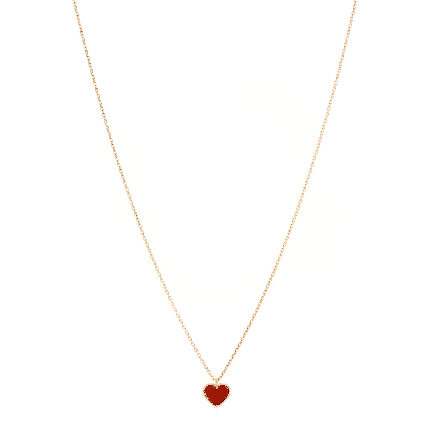 18k Rose Gold Carnelian Sweet Alhambra Heart Pendant Necklace