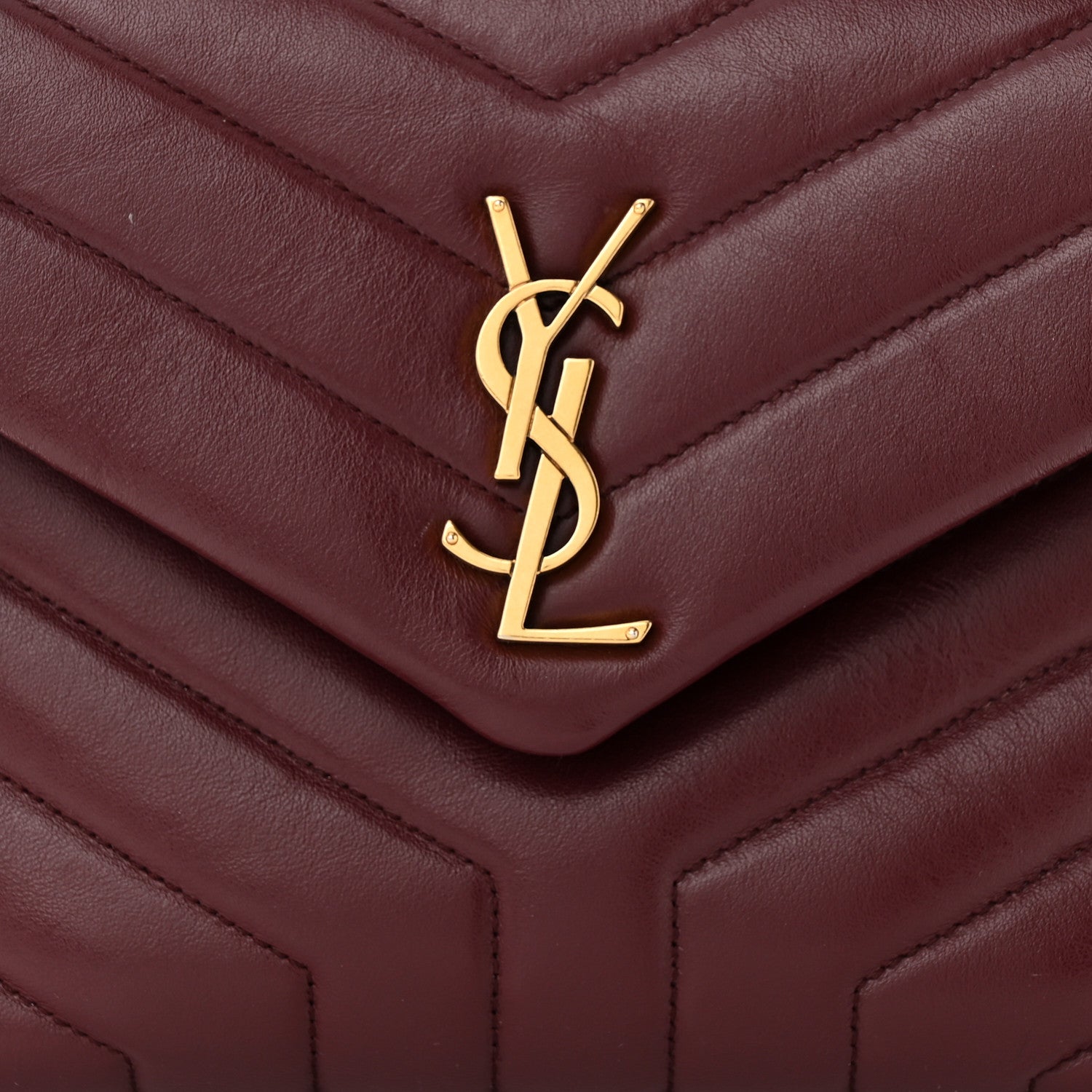 Saint Laurent Calfskin Y Quilted Monogram Small Loulou Chain Satchel Dark Legion Red 8 of 12