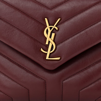 Saint Laurent Calfskin Y Quilted Monogram Small Loulou Chain Satchel Dark Legion Red 8 of 12