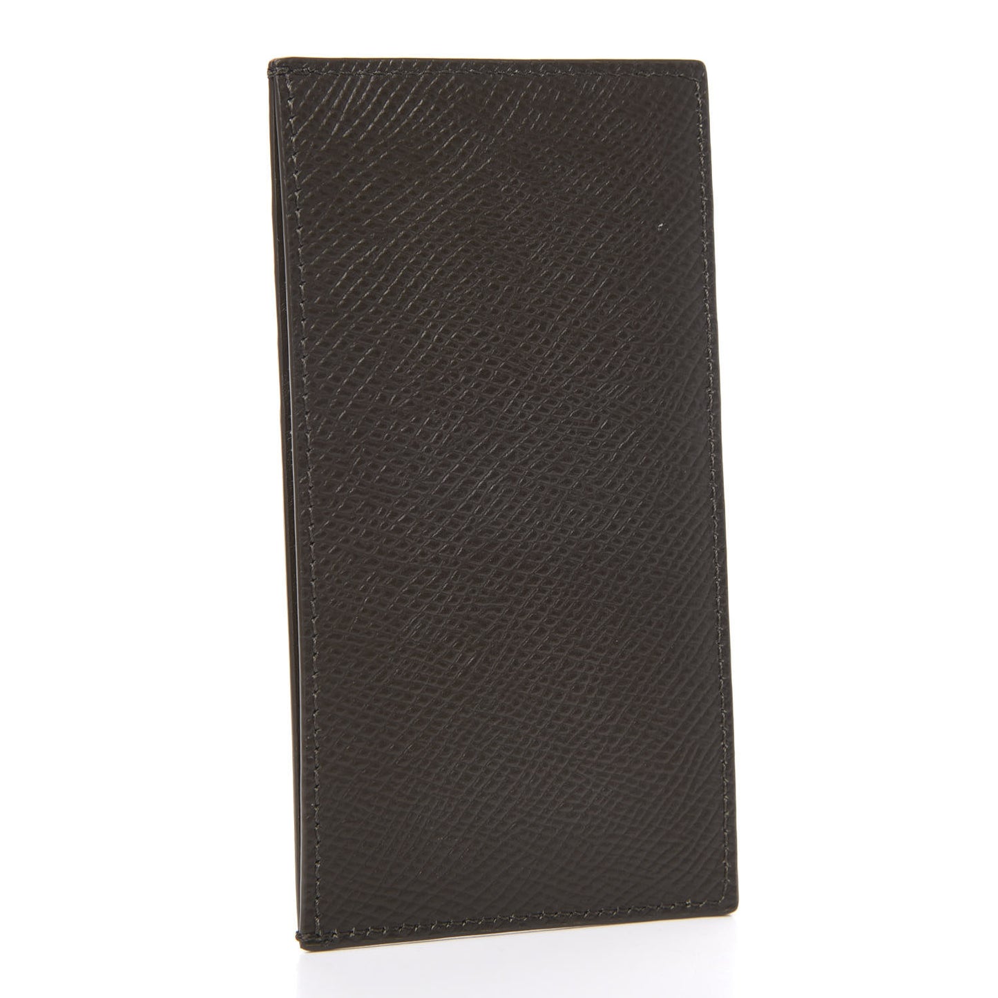 Grained Calfskin Compact Card Holder Khaki