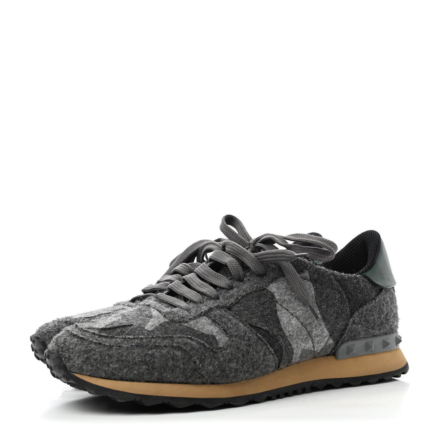 Felt Nappa Camouflage Mens Rockrunner Sneakers 41.5 Grey Green