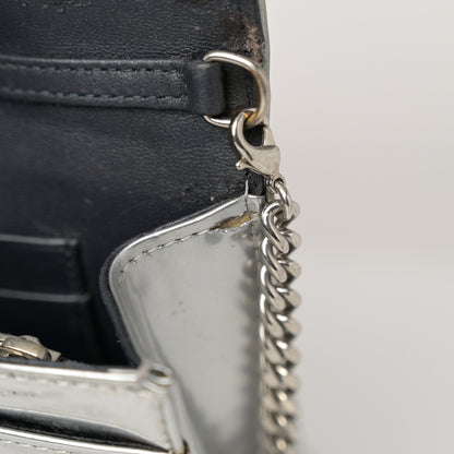 Christian Dior Metallic Patent Micro-Cannage Diorama Wallet on Chain Pouch Silver 11 of 11