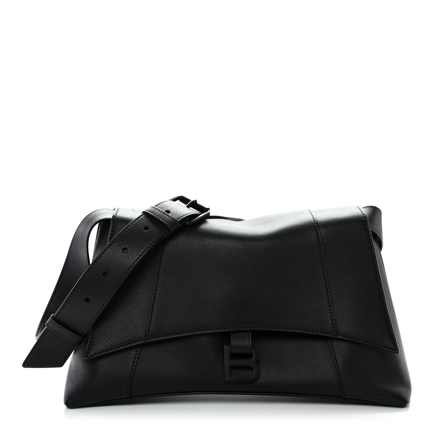 Balenciaga Grained Calfskin Monochrome M Downtown Shoulder Bag Black 1 of 12