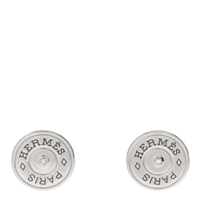 Hermes 18K White Gold Diamond Small Gambade Earrings 1 of 5