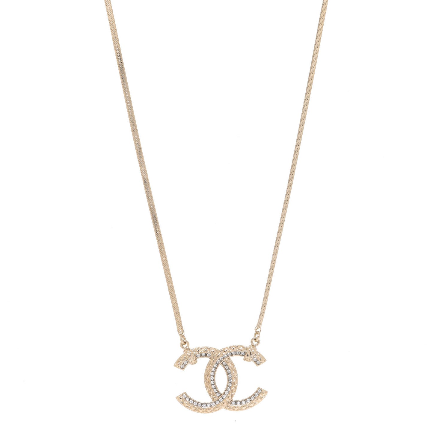 Crystal CC Chain Necklace Gold