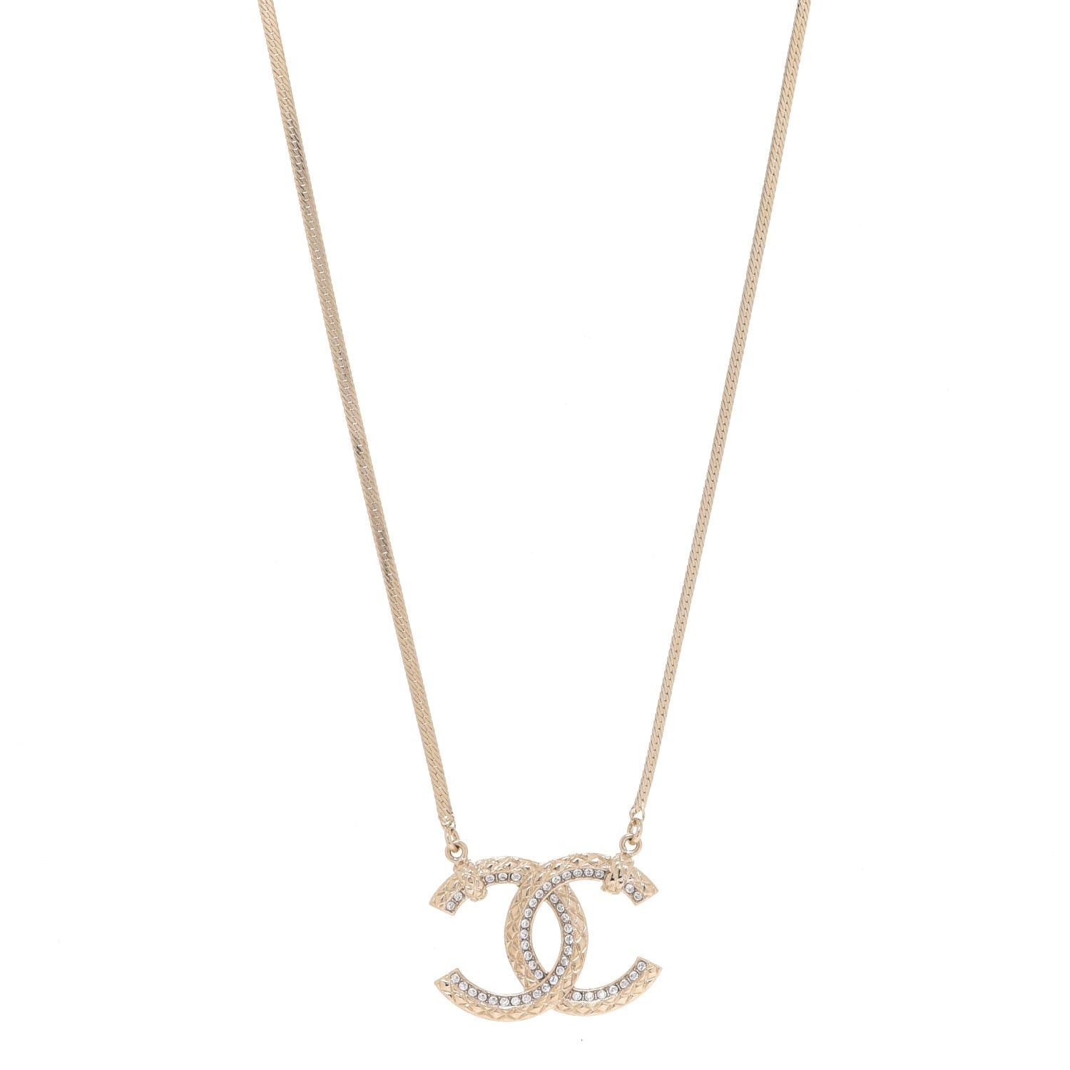 Chanel Crystal CC Chain Necklace Gold 1 of 6