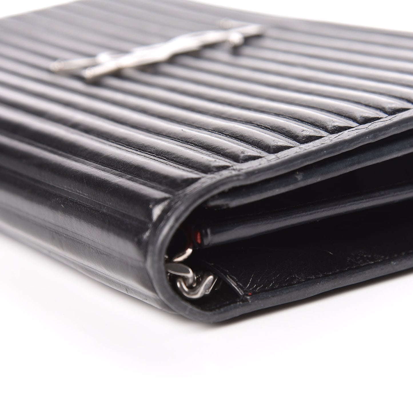 Ribbed Calfskin Opium Monogram Chain Wallet Black