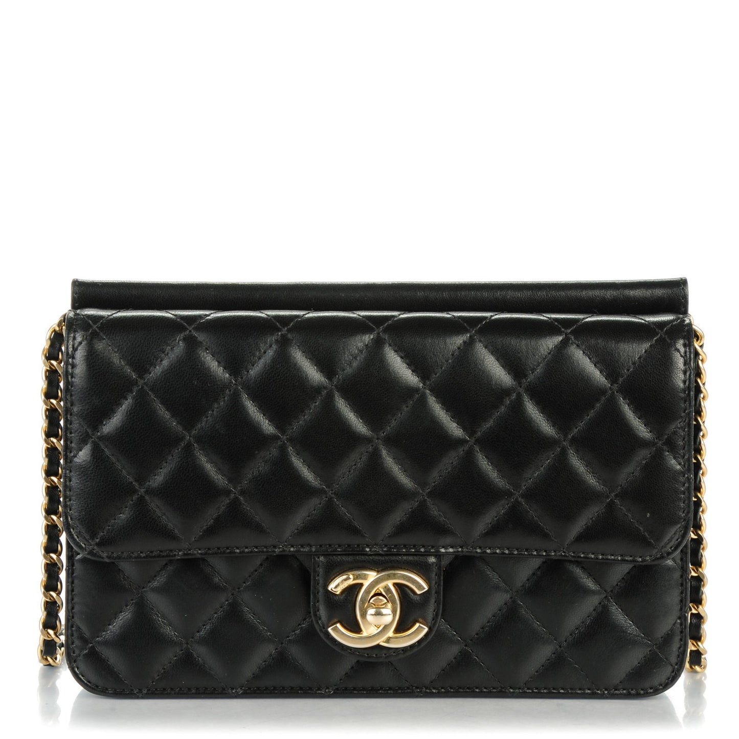 Lambskin Quilted Medium Crossing Times Flap Black