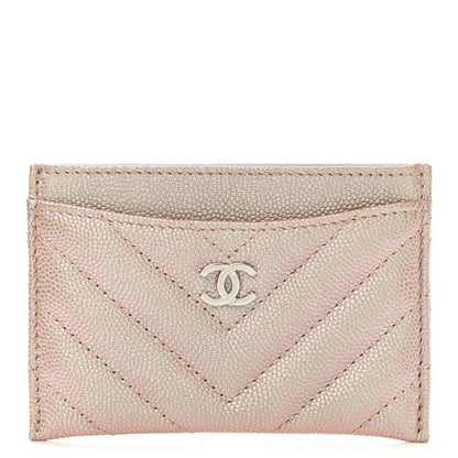 Chanel Iridescent Caviar Chevron Quilted Card Holder Beige 1 of 9