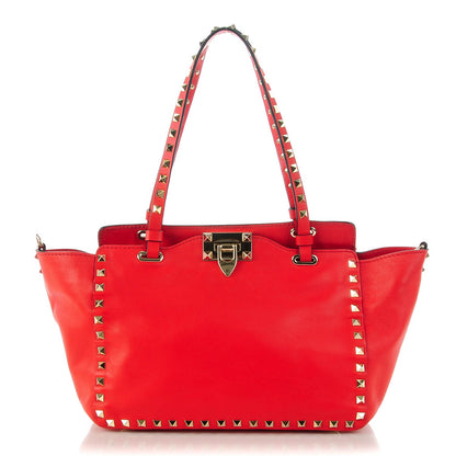 Valentino Garavani Vitello Small Rockstud Tote Deep Orange 1 of 7