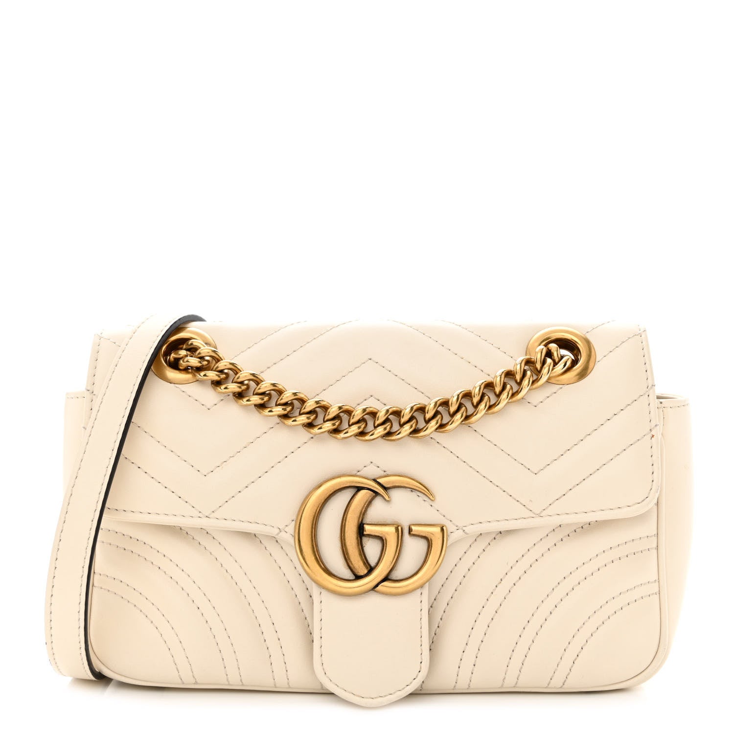 Gucci Calfskin Matelasse Mini GG Marmont Shoulder Bag White 1 of 13