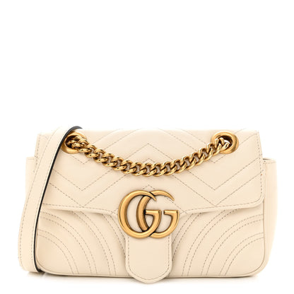 Gucci Calfskin Matelasse Mini GG Marmont Shoulder Bag White 1 of 13