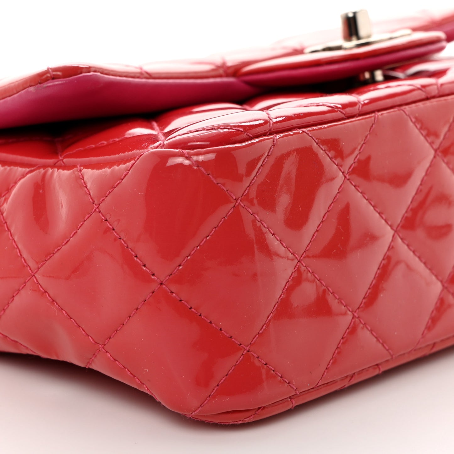 Patent Calfskin Quilted Mini Rectangular Flap Pink