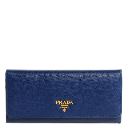 Prada Saffiano Metal Continental Flap Wallet Bleuette 1 of 8