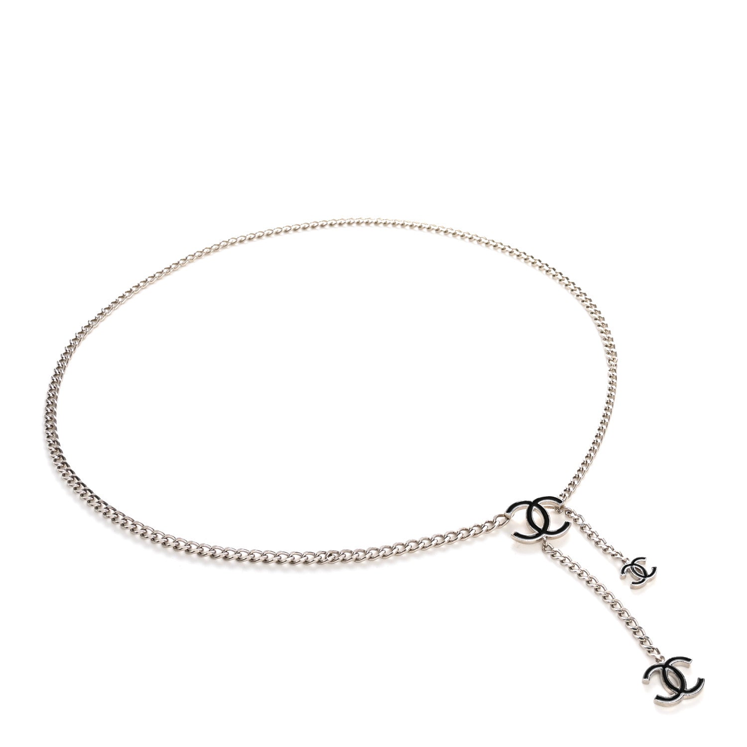 Chanel Enamel CC Chain Logo Belt Silver Black 1 of 3