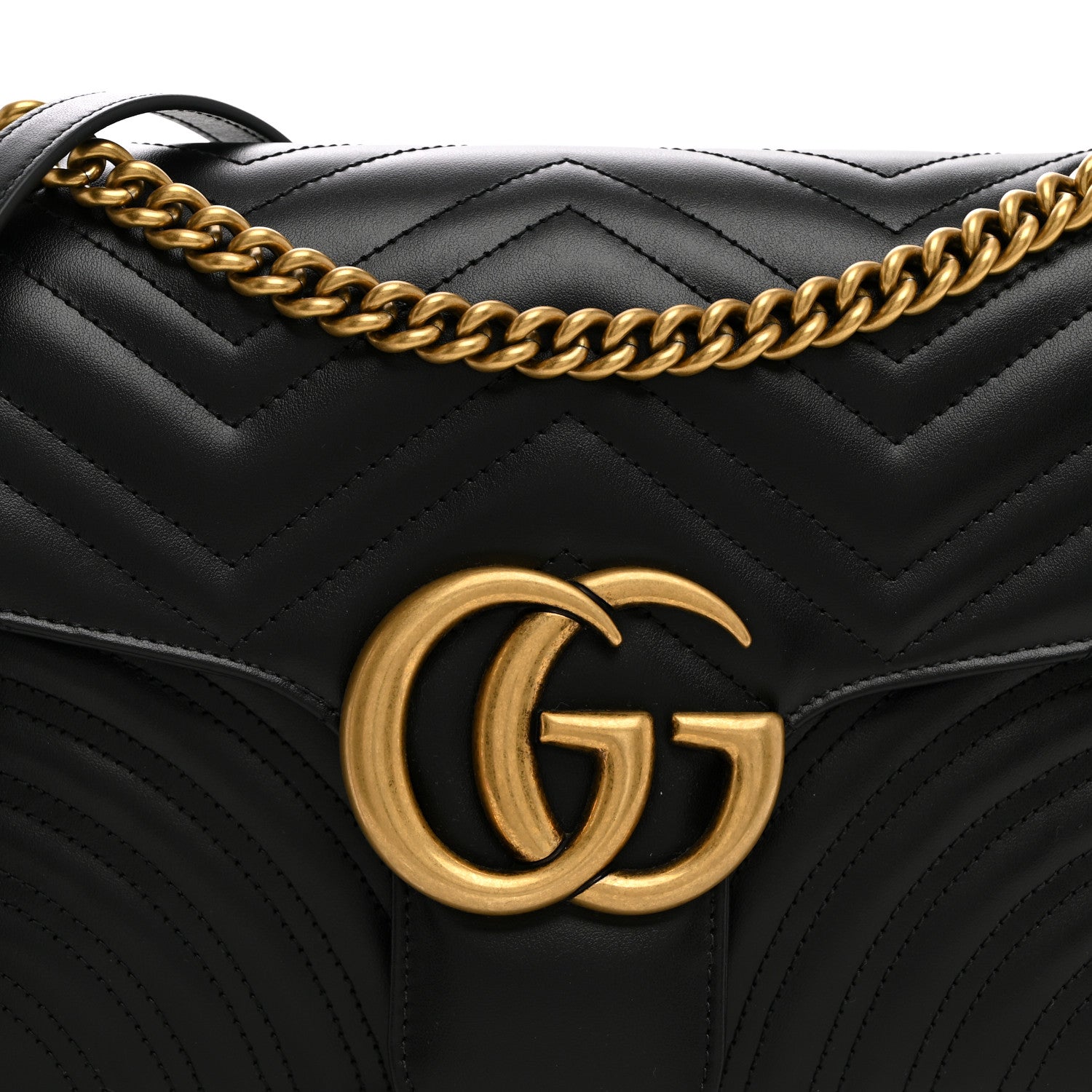 Gucci Calfskin Matelasse Medium GG Marmont Shoulder Bag Black 8 of 11