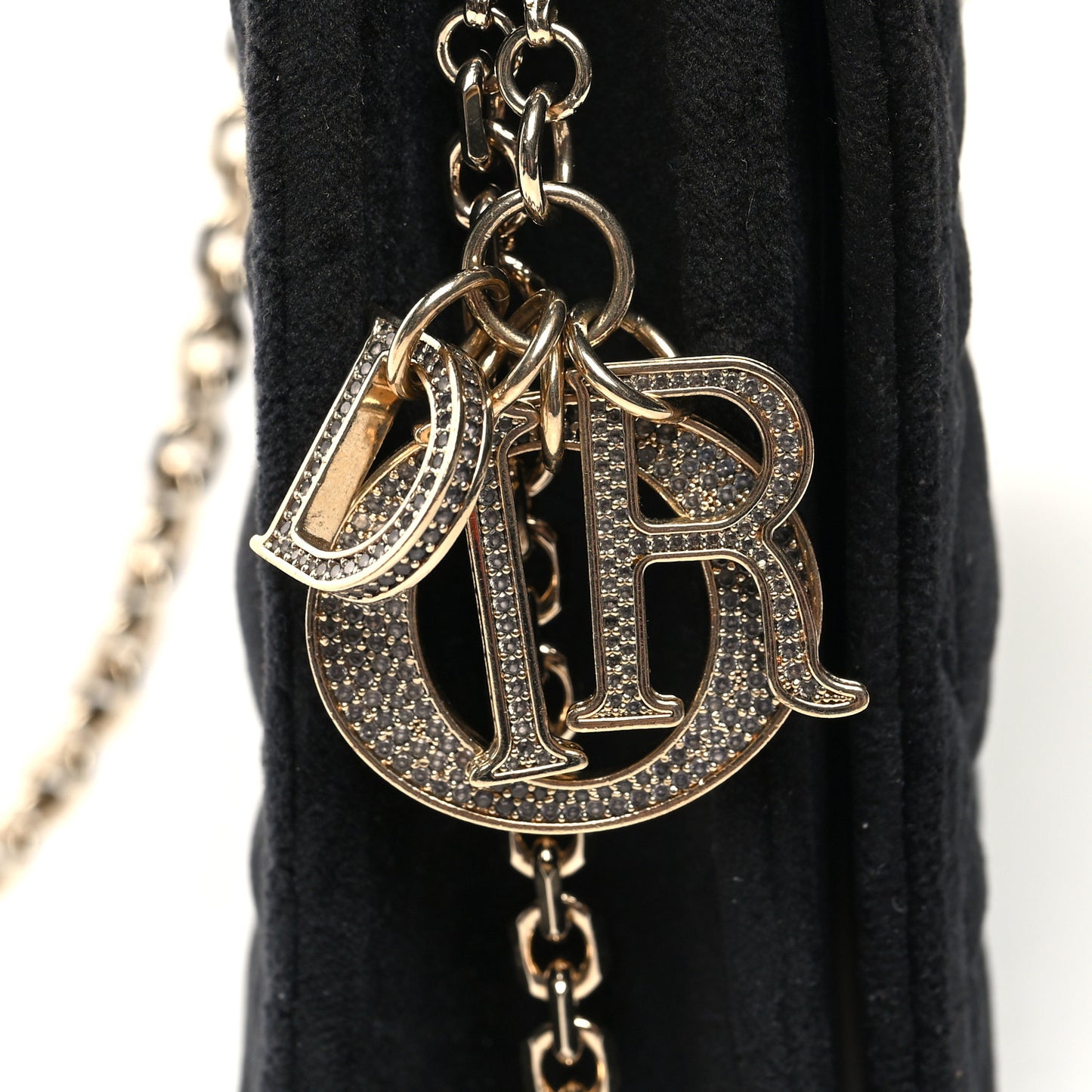 Velvet Cannage Lady Dior Convertible Clutch Black