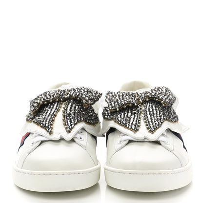 Gucci Calfskin Ayers Web Womens Ace Bow Lace Sneakers 37.5 White 2 of 13