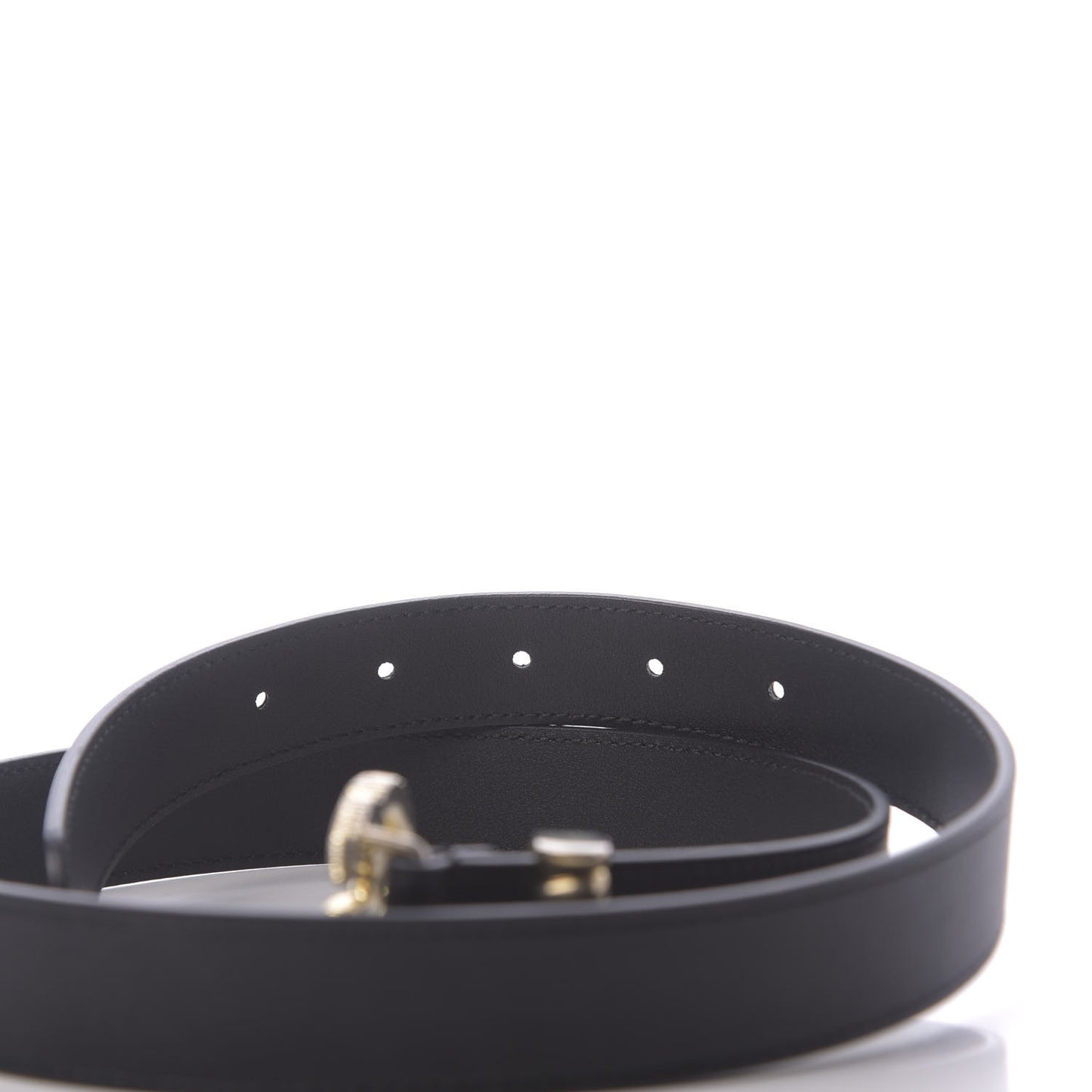 Moon Calfskin Torchon Double G 25mm Belt 80 32 Black
