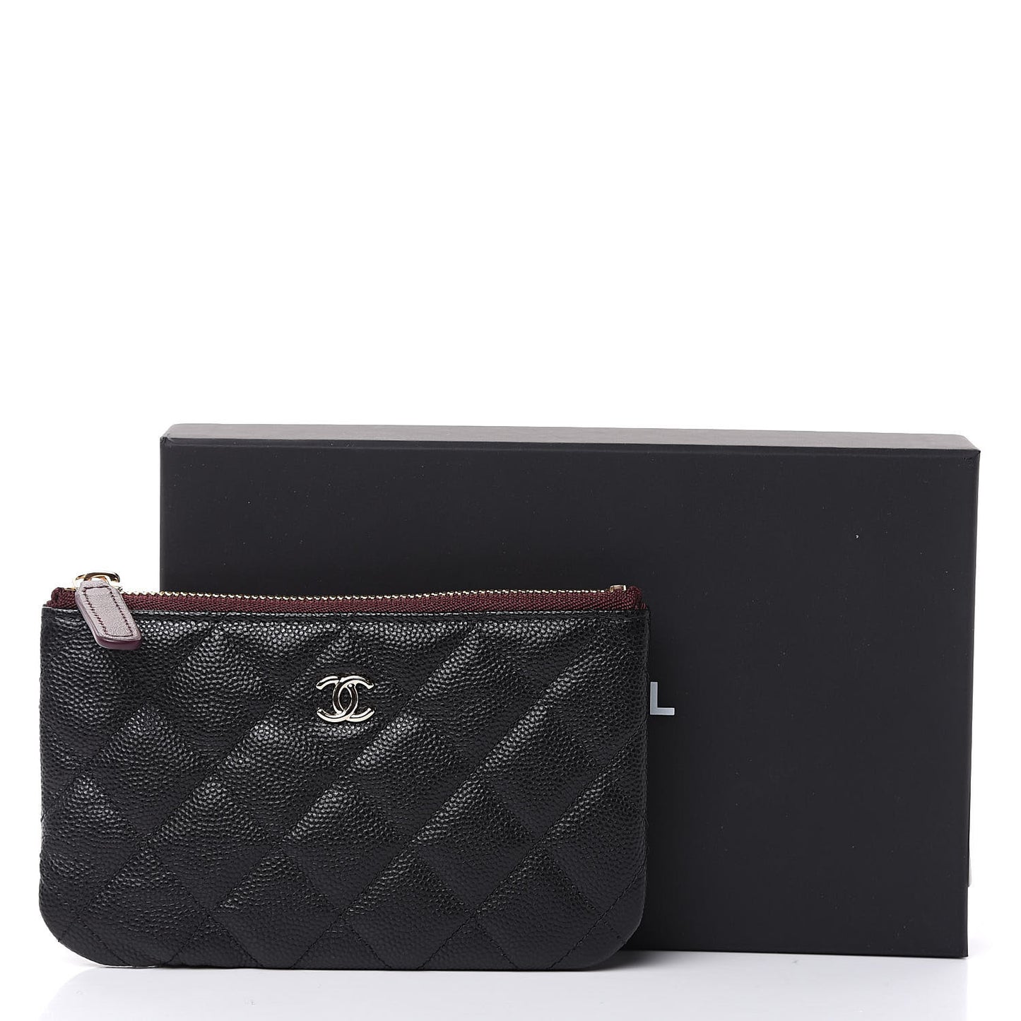 Caviar Quilted Small Cosmetic Case Black