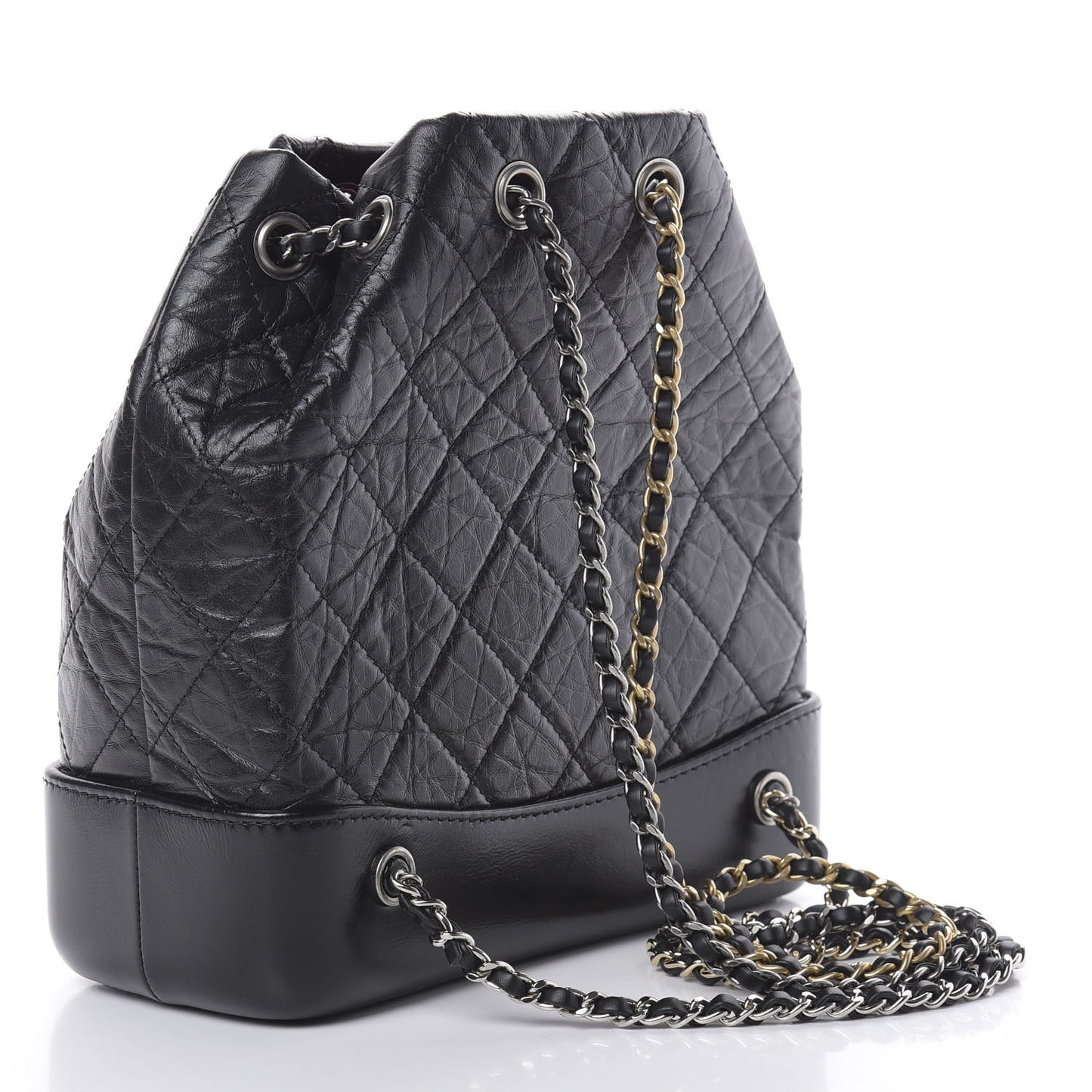 Aged Calfskin Quilted Small Gabrielle Backpack Black