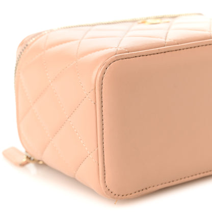 Chanel Lambskin Quilted Small Top Handle Vanity Case With Chain Beige 9 of 10