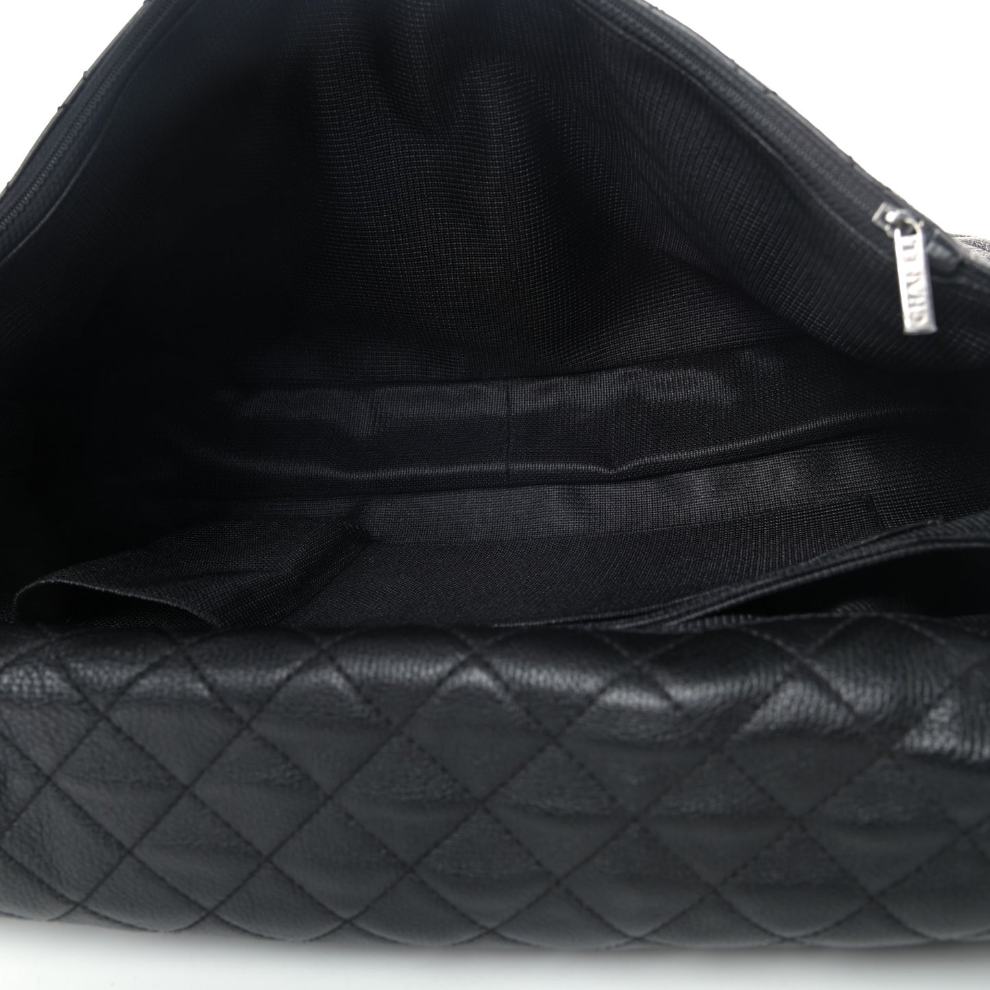 Calfskin Quilted XXL Travel Flap Bag Black