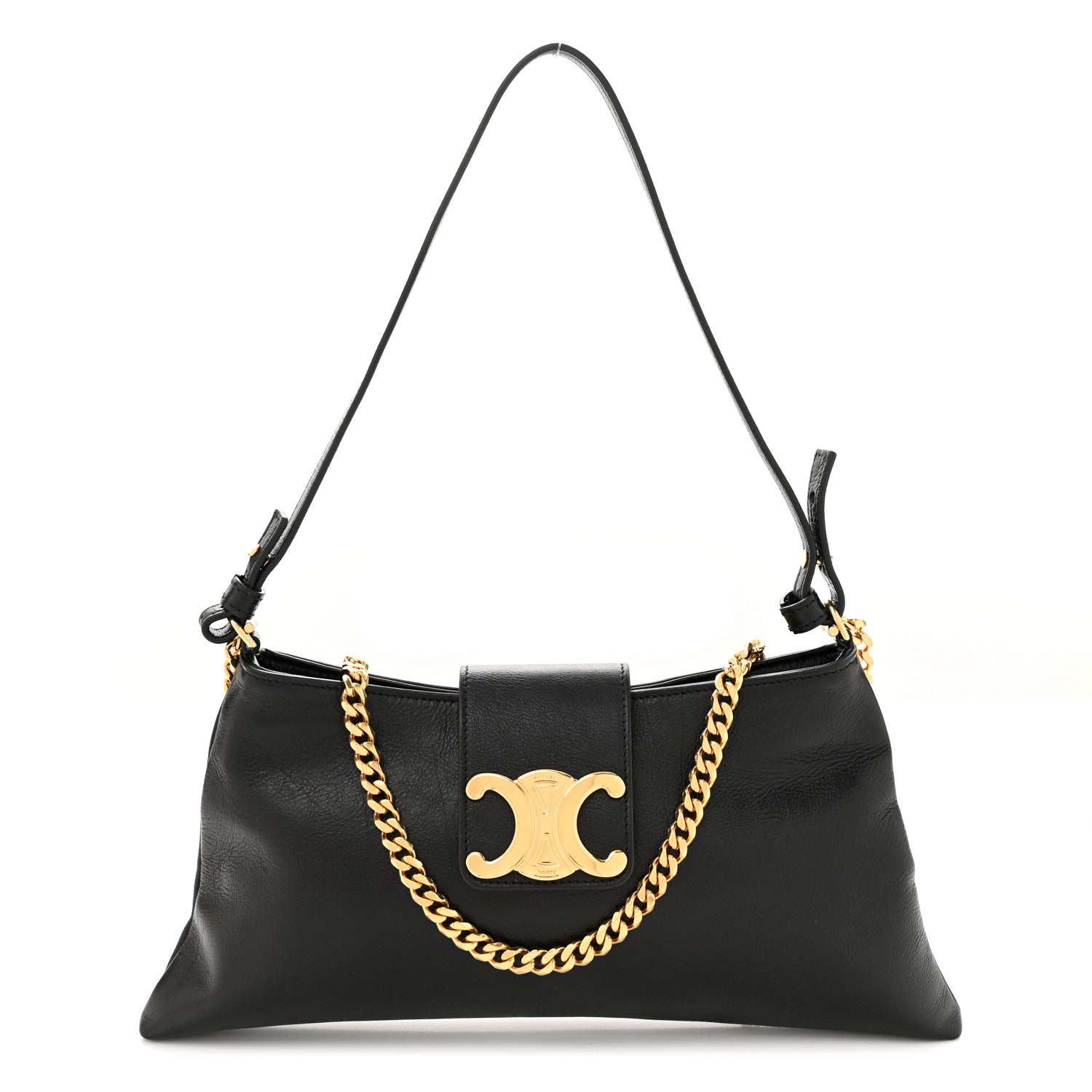 Celine Triomphe Calfskin Wiltern Clutch Black 1 of 10