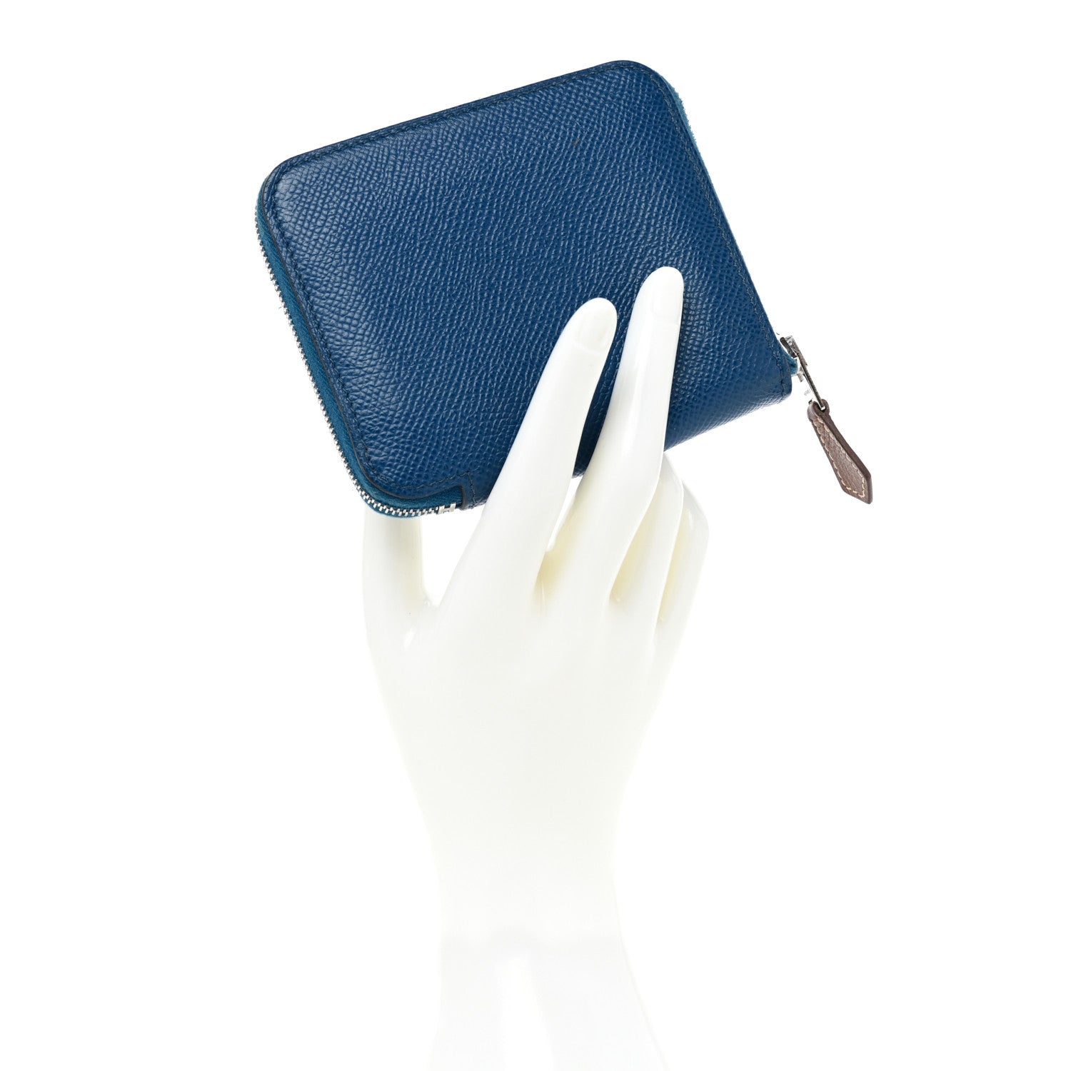 Hermes Epsom Silk'in Compact Wallet Deep Bleu 2 of 12