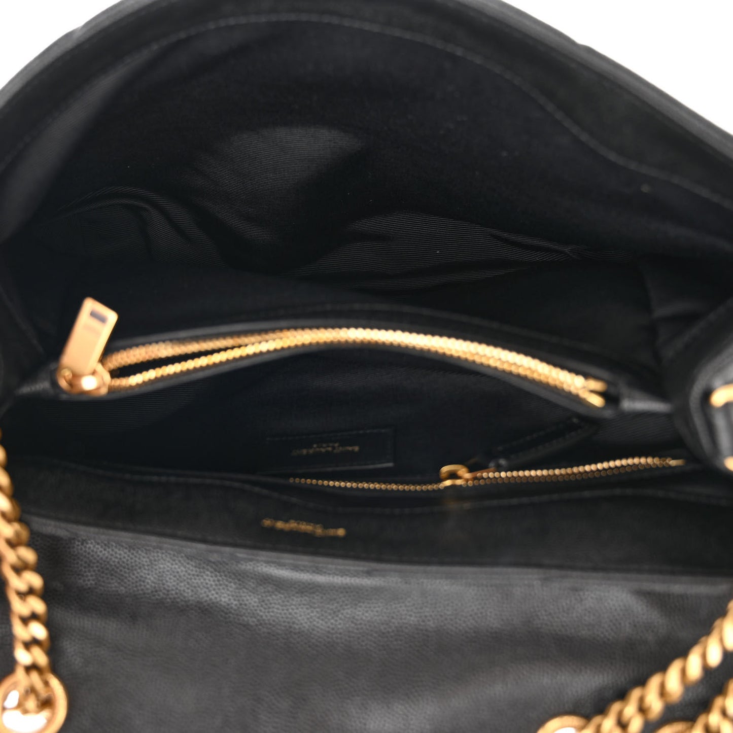 Grain de Poudre Calfskin Y Quilted Monogram Medium Loulou Chain Satchel Black