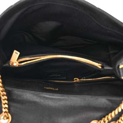 Saint Laurent Grain de Poudre Calfskin Y Quilted Monogram Medium Loulou Chain Satchel Black 5 of 11