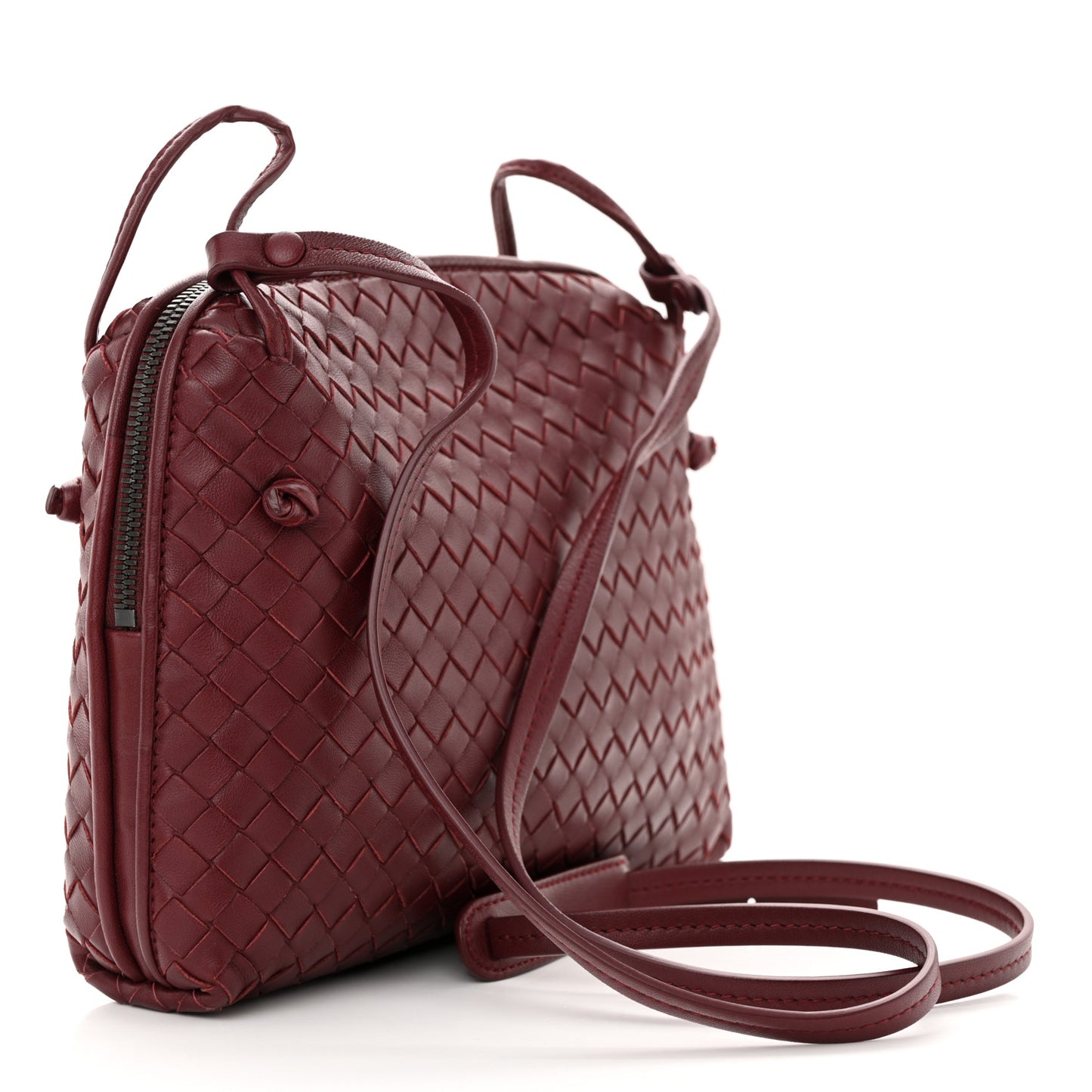 Nappa Intrecciato Nodini Crossbody Messenger Bordeaux