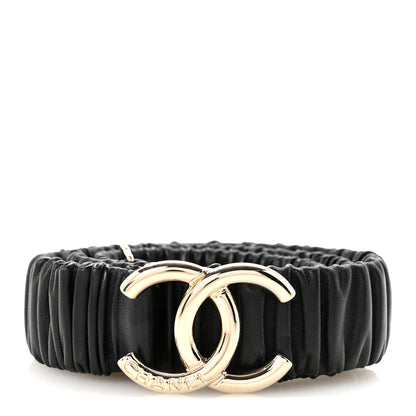 Chanel Lambskin Ruched CC Belt 90 36 Black 1 of 6