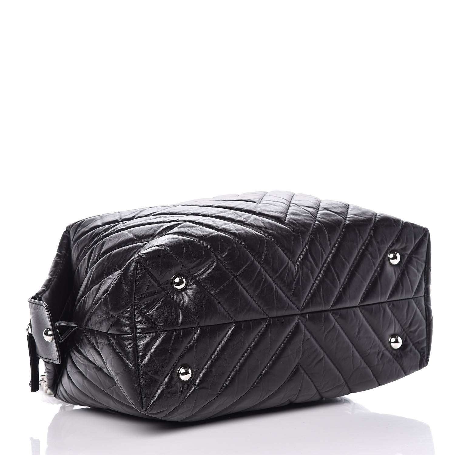 Chanel Aged Calfskin Chevron Quilted Bowling Bag Black 4 of 11
