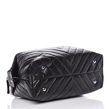 Chanel Aged Calfskin Chevron Quilted Bowling Bag Black 4 of 11