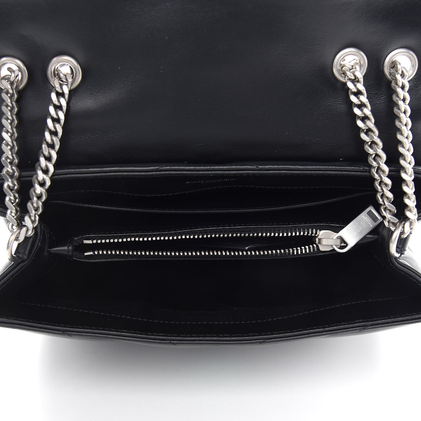 Calfskin Y Quilted Monogram Small Loulou Chain Satchel Black