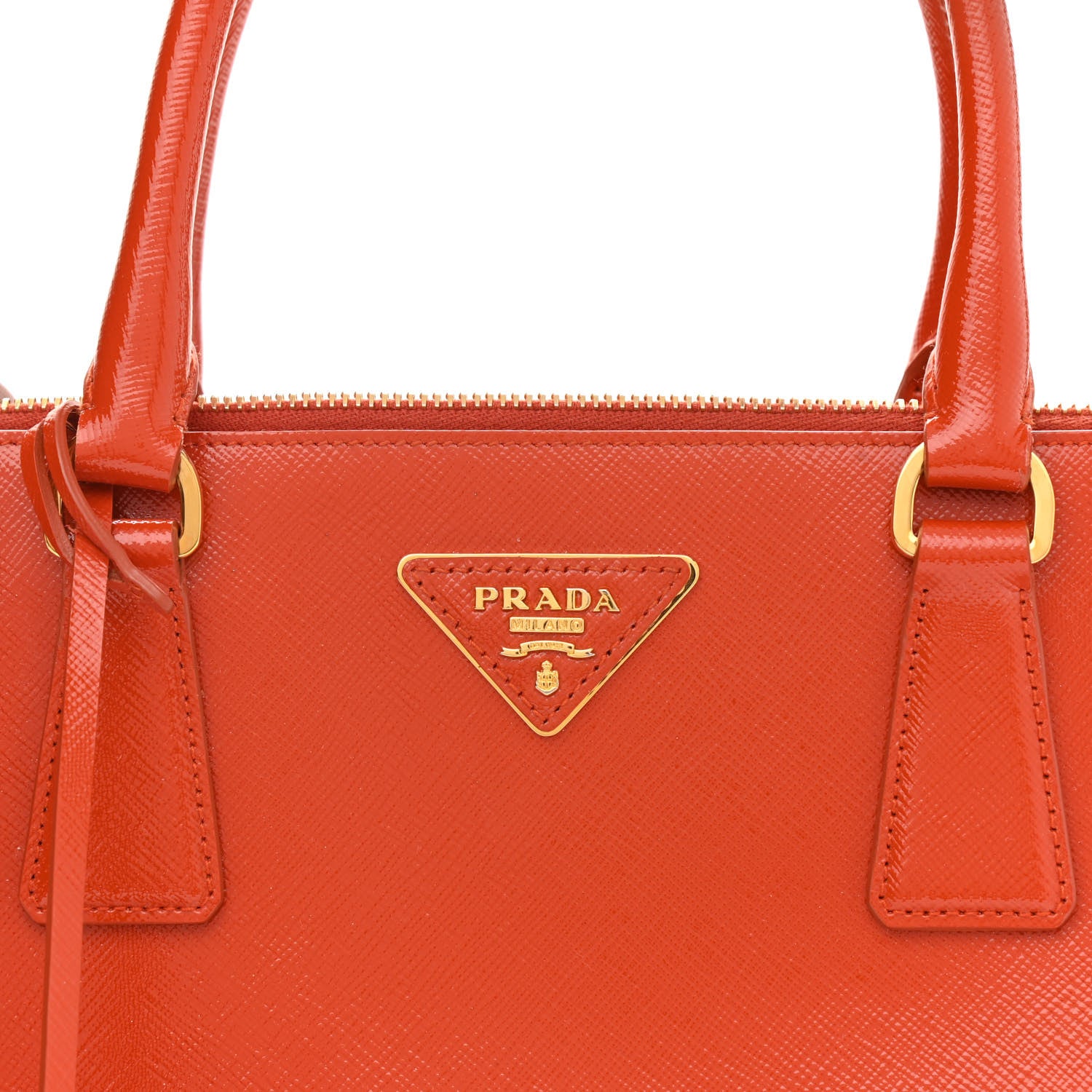 Prada Saffiano Vernice Medium Galleria Double Zip Tote Arancio 6 of 9
